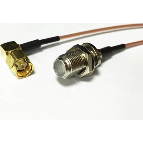 WIFI antenna adapter SMA male right angle switch F type female jack pigtail cable RG178 15cm 6"