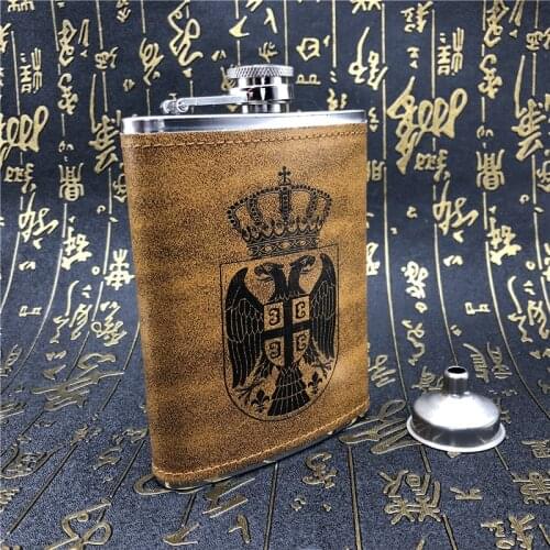 Alalinong A21 Yellow Pear Color Pu Leather Stainless Steel Hip Flask 8 OZ Liquor Whiskey Pocket Flask Wine Flagon Bottle Funnel