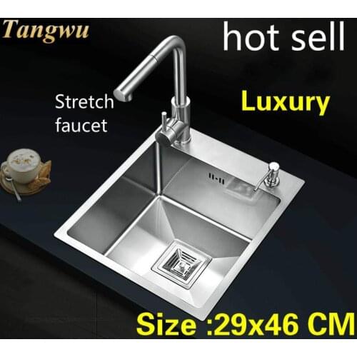 Free shipping Apartment luxury kitchen manual sink single trough do the dishes standard 304 stainless steel hot sell 290x460 MM