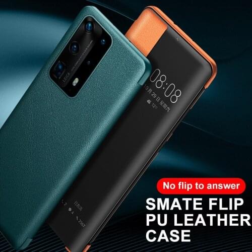 PU Leather Flip Phone Case For Huawei P40 Pro PU Leather+Hard PC Window Smart View Cover For Huawei P40 Case Capa
