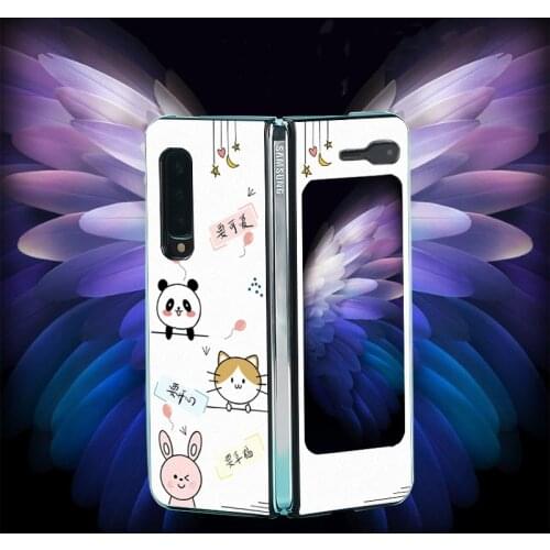 Z Fold2 Funda Case for Samsung Galaxy Z Fold 2 Case Fold Lovely Cartoon Lion Panda Rabbit Coque PU Leather Phone Case Cover Capa