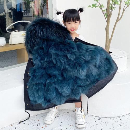 Children Warm Waterproof Coat Girls Clothes Faux Fur Collar Detachable Parka Kids Winter Cotton Clothing Jacket Infant Overcoat