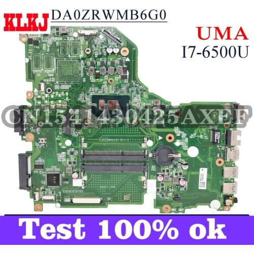 KLKJ DA0ZRWMB6G0 Laptop Motherboard For Acer Aspire E5-574G Original Mainboard I7-6500U UMA