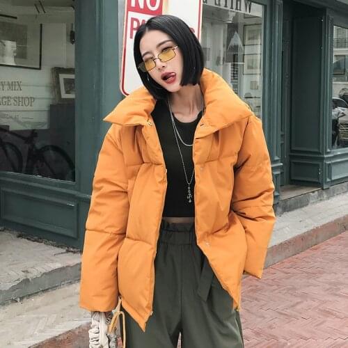Autumn Winter Jacket Women Cotton Coat 2019 New Fashion Stand Collar Winter Jacket Casual Solid Color Warm Down Parkas