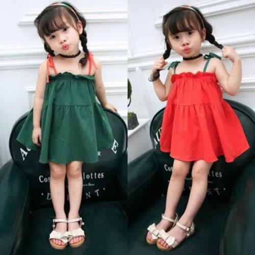 Sweet Fashion Girls Strap Dress Sleeveless Cute Naivety Girls Ruffle Cotton Breathable Mini Princess Dresss Kid Of Girls Dress