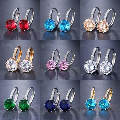 ORZTOON Trend Exquisite Colorful Large Zircon Earrings Trendy Crystal Engagement Wedding Bridal Earrings Jewelry 2021 New Gift