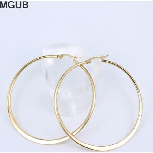 MGUB Gold color 316L stainless steel popular earrings lentils 20mm-60mm men and women selling hot jewelry special sale LH311