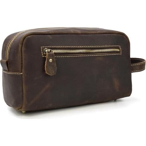 Bags for Make Up Umberlla Wallet Large Phone Pounch Brown Mens Genuine Leather Daily Clutch Handbag Travelling Storge