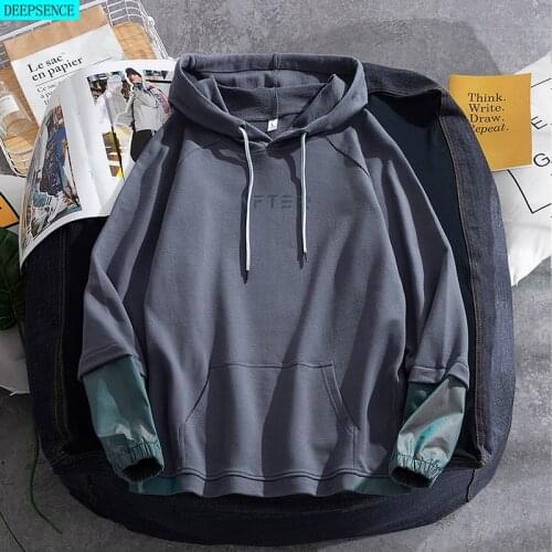 Round Neck Solid Color Mens Hooded Sweatshirt Mens Korean Couple Wear Spring Mens Tops Long-Sleeved Hoodies for Men