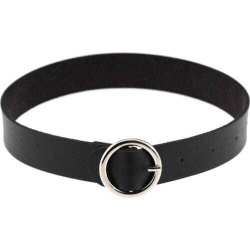 New Gothic Punk Round Black Leather Rope Chocker Necklaces Women Black Necklace Woman Neck Collar Chain Necklace Choker Clavicle