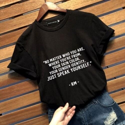 Women Men Unisex Kpop Rap Monster Speak Yourself Letter Print Casual O Neck Short Sleeve T-Shirt Tops Harajuku Graphic T Shirts