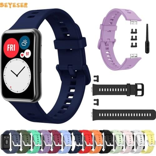 Fashion Silicone Watchband For Huawei Watch Fit Smart Watch Original Strap Replacement Bracelet Correa Sport Wristband With Tool
