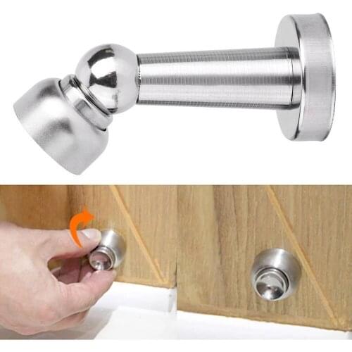 Silver Stainless Steel door stopper Soft-Catch Magnetic Door Stop in Brushed Satin Nickel Wall Mount by Lizavo