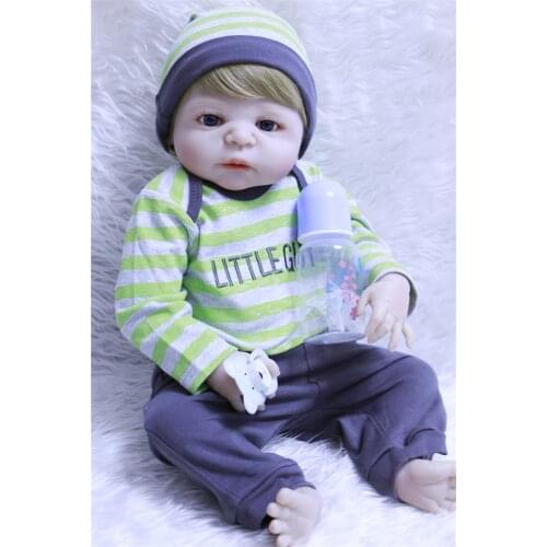Boy silicone reborn baby dolls 23"57cm fashion fake baby silicone dolls bebe gift reborn bonecas girl kids toy doll