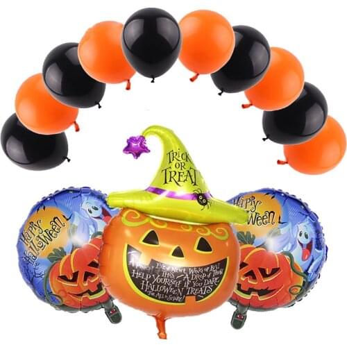 Halloween Theme Party Decoration Balloons Spider Foil Round Latex Mixed Balloon Set Happy Halloween Party Decor Supplies Globos