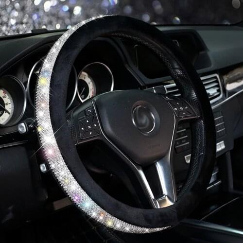 38cm Universal Bling Diamond Car Steering Wheel Cover Diamond Car Interior Accessories for Women Car Decoration Dropshipping