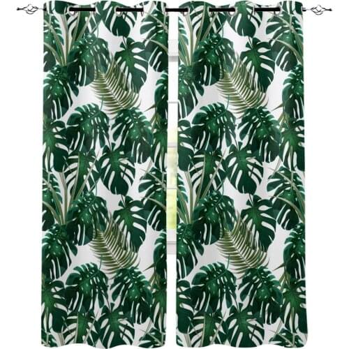 Green Tropical Plant Banana Leaves Window Treatments Curtains Valance Window Blinds Kids Room Bedroom Indoor Drapes Decor