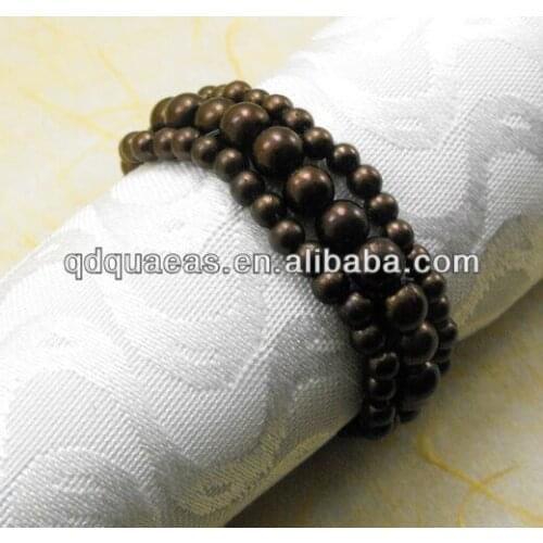 Pearl wholesale napkin rings beaded wedding, napkin holder