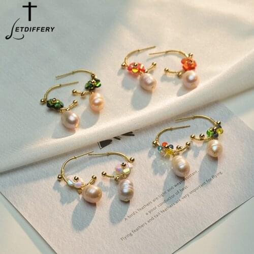 Letdiffery Fashion Vintage Bead Earring 14k Gold Colorful Pearl Earrings Bohemia New Jewelry for Women Girls Party Birthday Gift