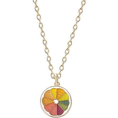 Ladies Choker Enamel Orange Pendant Temperament Necklace Autumn And Winter Fresh Clavicle Chain Fashion Female Jewelry Gift