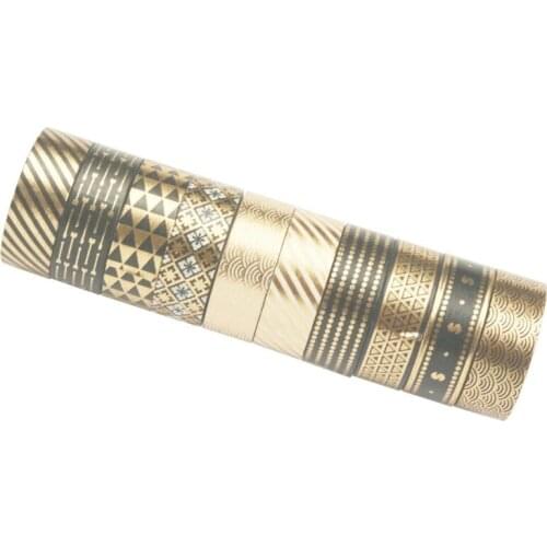 10Rolls/Set Black Gold Foil Washi Tape Set Paper Festival DIY Scrapbooking