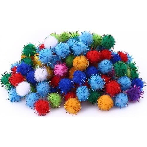 100pcs Colored Glitter Balls pompom Furry Balls Kids DIY Craft Supplies Handmade Creative Decoration Materials pom poms KQ001