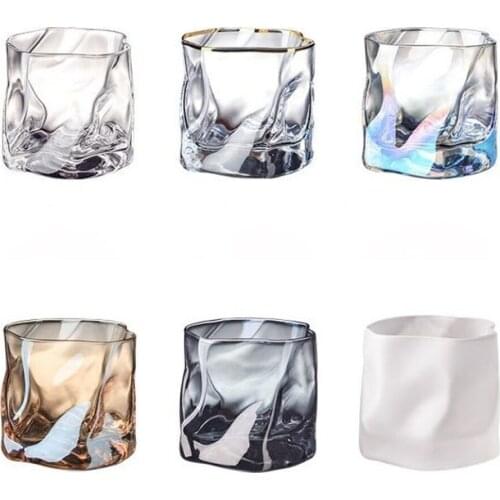 2 PCS /Set Geometric design Crystal Whiskey Glass Cup For the Home Bar Beer Water and Party Hotel Wedding Glasses Gift Drinkware