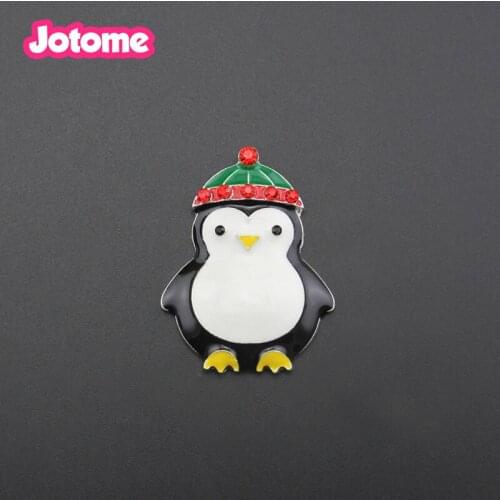 20pcs/lot wholesale fashion Hot selling cute Christmas enamel rhinestone penguin animal Brooch Pin For gift/party