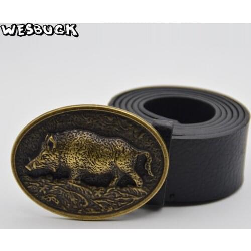 5 PCS MOQ WesBuck Brand Belt Buckle Wild Boar Pattern Belt Buckle