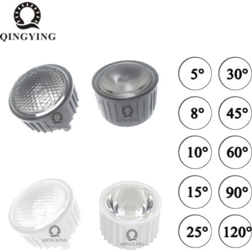 50 sets/lot 20MM PMMA LED Lens With White Black Bracket 5 8 10 15 25 30 45 60 90 120 Degree For High Power 1W 3W 5W Light Beads