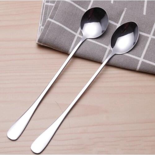 500pcs Stainless Steel Long Handle Spoon Coffee Latte Ice Cream Soda Sundae Cocktail Scoop #26546