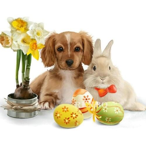 Diamond Embroidery Dog/rabbit/egg 5D DIY Diamond Mosaic Rhinestones Diamond Painting Full Round/Square Cross Stitch Easter gift