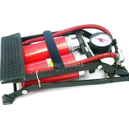 Car TWO pump air compressor Car-styling Foot Air Pump 100PSI Car Vehicle Tires Bicycle Bike Motorbike Ball Inflator high quality