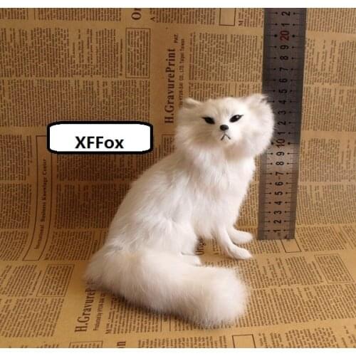 White real life fox model plastic&furs simulation sitting fox doll gift about 15x15x16cm xf1730
