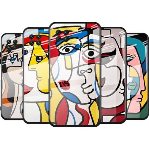 Tempered Glass Cover Picasso Abstract Art For Huawei Y6 Y7 Y9 Y5P Y6P Y8S Y8P Y9A P Smart Z 2019 2020 2021 Phone Case