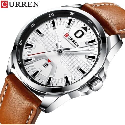 CURREN design mens watch with leather strap, high fashion sports watch, quartz waterproof mens watch