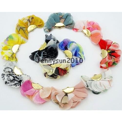 Colorful Chiffon Semicircle Fan Shape Gold Pendant For Jewelry Crafts Design 100Pcs/Pack