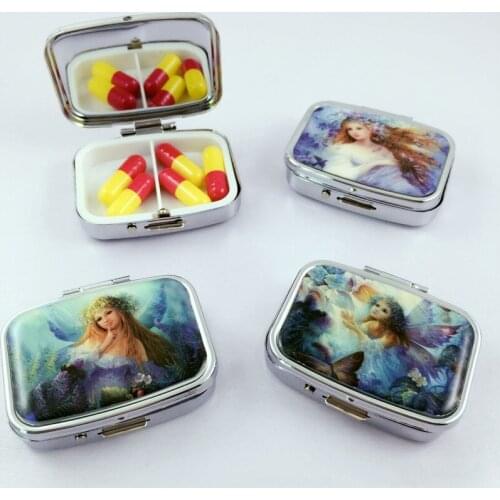 10pcs Pill Case Portable Two Grid Compartment Travel Pill Box Organizer Tablet Medicine Case Colors Random