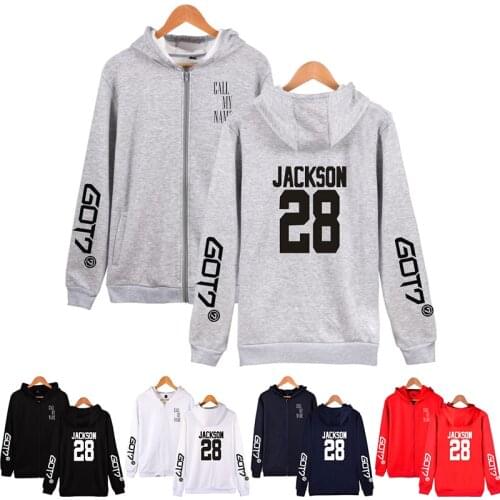 Got7 JACKSON 28 Kpop Hoodie Hoody Men Women Zipper Hoodies Jackets Long Sleeve Male Female Hooded Sweatshirts Tracksuit Tops 4XL