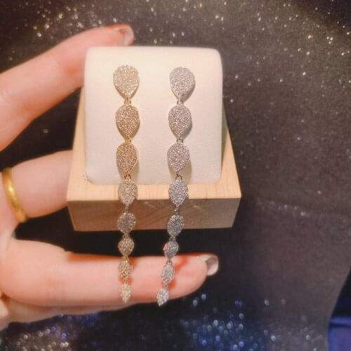 HIBRIDE Waterdrop Charm Earring for Women Wedding Cubic Zircon Dubai Bridal Drop Earring Wedding Party Accessories E-796