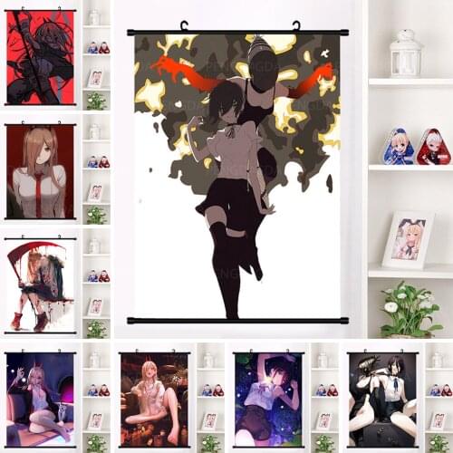 Chainsaw Man Painting Anime Character Hanging Picture Wall Art Plastic Scrolls Canvas Poster HD Printing Decoration Home Bedroom