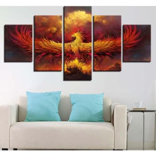 Fire Phoenix Bird Painting Myth HD Art 5 p Modern Home Wall Decor Canvas Picture Art HD Print Painting On Canvas for Living Room