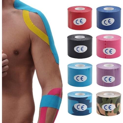 Good Quality 5mx5cm Athletic Kinesiology Muscle Kinesiotape Tape Kinesiologe Knee Muscle Football Volleyball First Aid Bandage