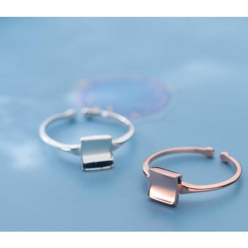 Modian Geometric Concave Square Ring for Women Fashion Real 925 Sterling Silve Rose Gold Color Free Size Ring Fine Jewelry Bijou