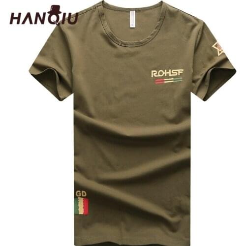 HANQIU Summer Mens T Shirts 2020 Solid Cotton Homme Cargo T-Shirt Army Military Style Tshirts Casual Comfortable Male Tee Shirt
