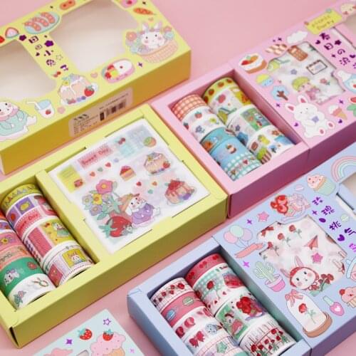 Yisuremia New 20pcs/Set Washi Masking Tape Stickers Scrapbook Journal Decorative Adhesive Tape Paper Japanese Stationery Sticker