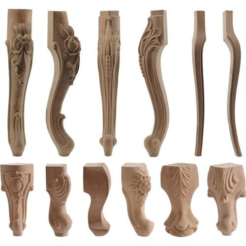 Furniture With Solid Wood Legs Carving Flower Sofa Seat TV Cabinet Feet No Paint Drop Ship Replace Home Decoration Accessories