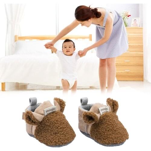 Cute Baby Shoes Toddler Newborn Baby Crawling Shoes Boy Girl Lamb Slippers Trainers Fur Winter Animal Ears Indoor Cotton Shoes