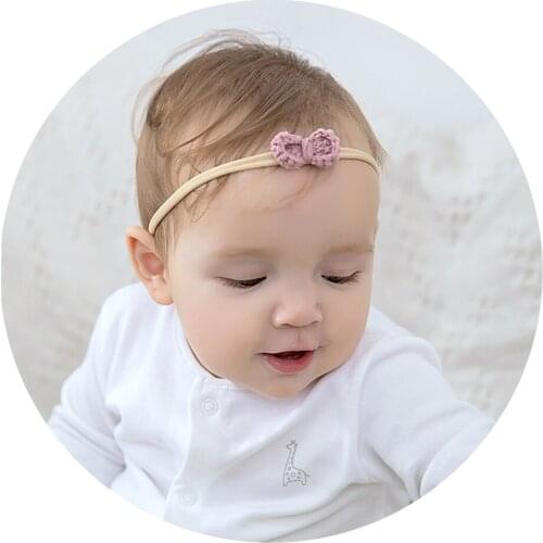 Cute Baby Headband Winter Small Bows Nylon Hair Elastics Girls Hairbands Woollen Rabbit Ear Kids Hair Accessories 5 Colors