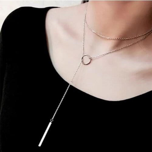 Multilayer Pendant Necklace New Womens Round Long Chain Womens Trendy Sweater Chain Necklace Girls Jewelry